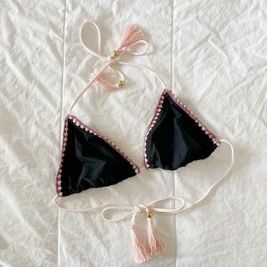 Francesca’s | Black & Pink Crochet Bikini Top